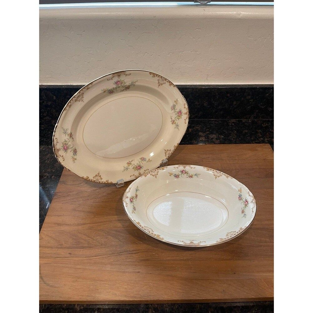 2 HOMER LAUGHLIN Nautilus "Aristocrat" SERVING pieces